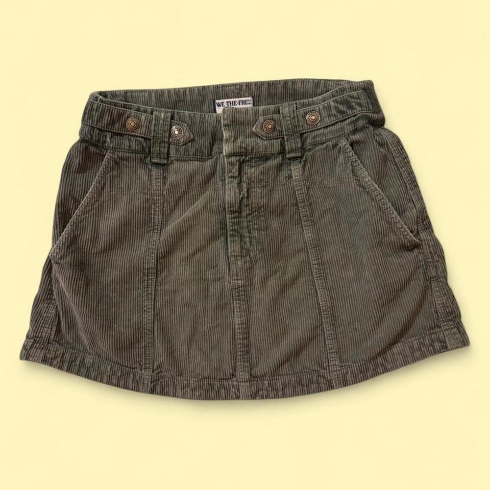 Free People Green Corduroy Cotton Mini Skirt